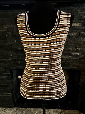 Industry Striped Ribbed Tank Top in Brown, Black & White